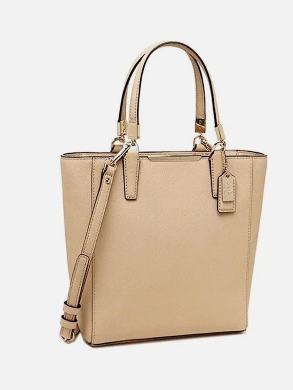 Coach 29001 Saffiano Leather Mini North South Madison Tote Bag Purse Tan - Picture 1 of 7